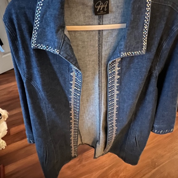 Swarovski crystal three-quarter length denim jacket. - Picture 5 of 6